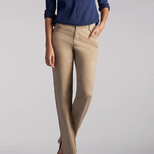 Lee Relaxed Fit Mid Rise Straight Leg Pants - Khaki/Tan - Size 14